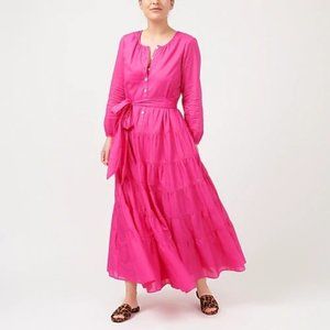 J. Crew Belted Button Up Maxi Dress in Bright Pink Size XL